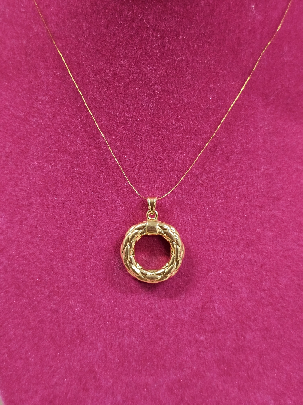 18k Real Gold Wreath Hoop Pendant ONLY - Women Jewelry